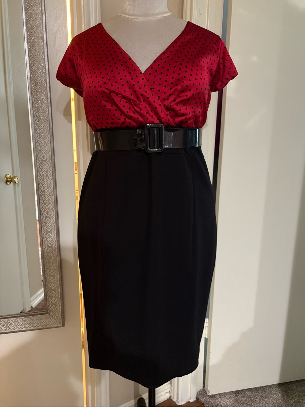 torrid Red Polka Dot Top with Black Midi Sheath Dress